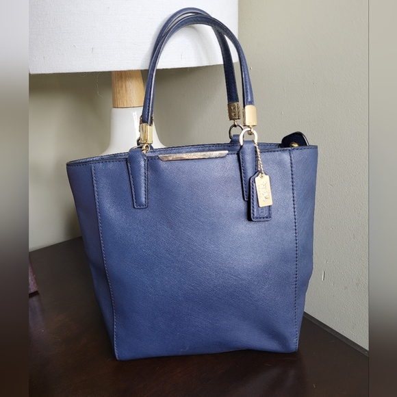 Coach Mini Madison Tote Bag, Blue Saffiano Leather - Picture 1 of 9